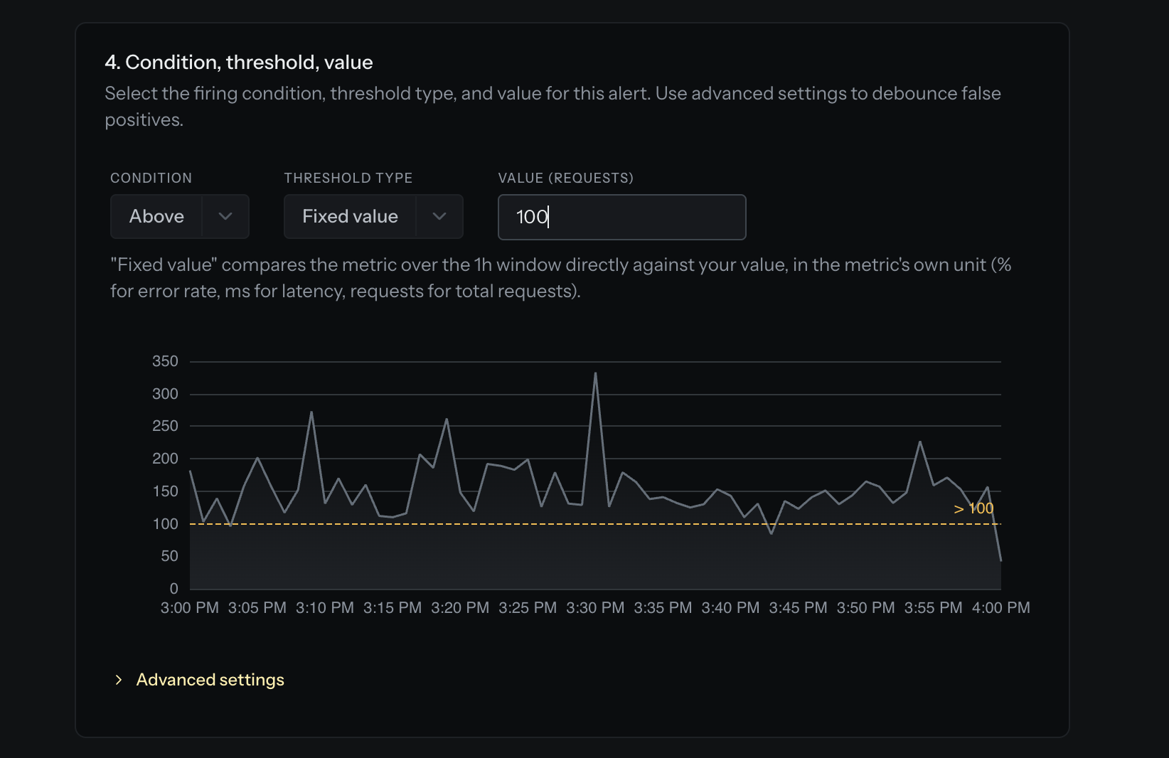 Configuring a metric alert condition
